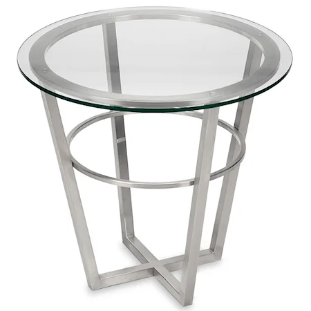 Round Lamp Table with Glass Top